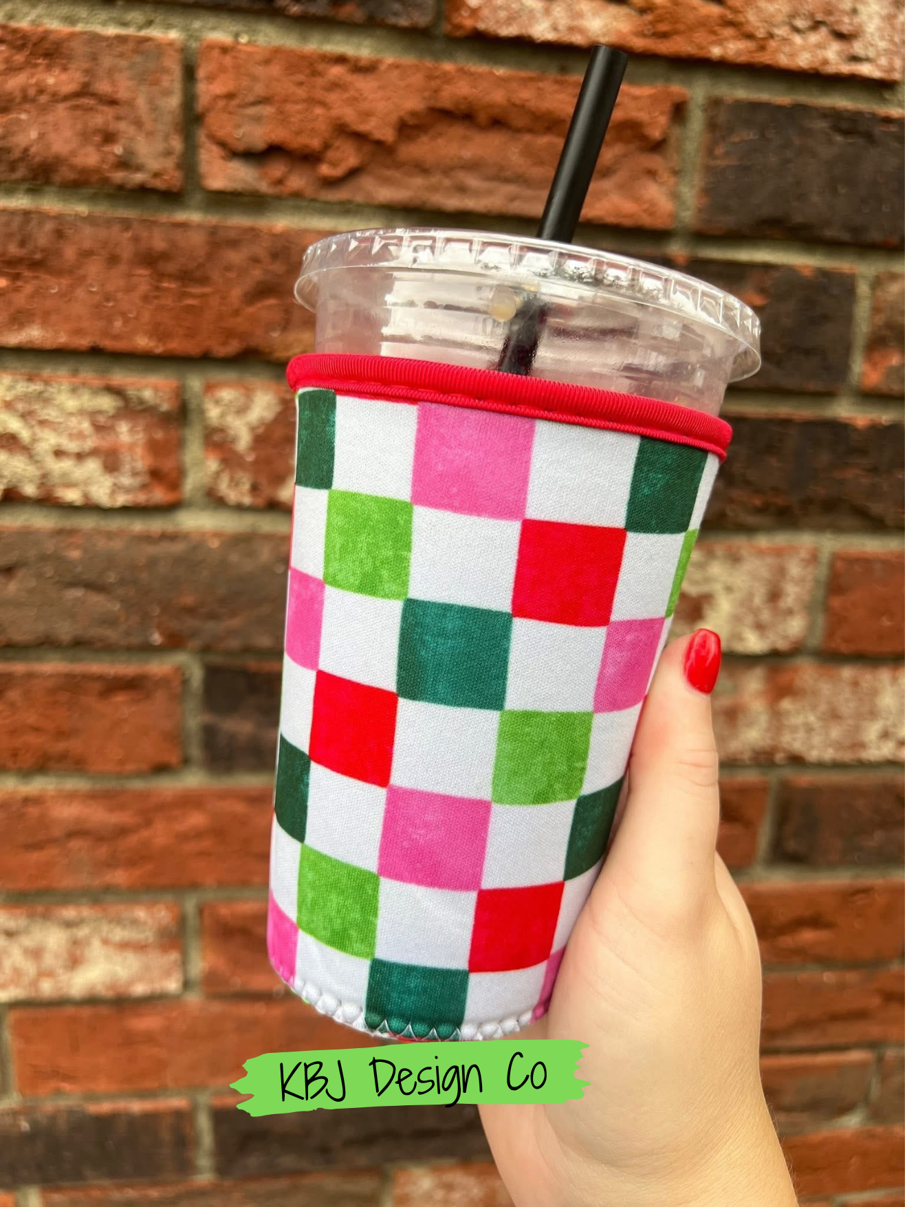 Christmas Checker Cold Cup Sleeve