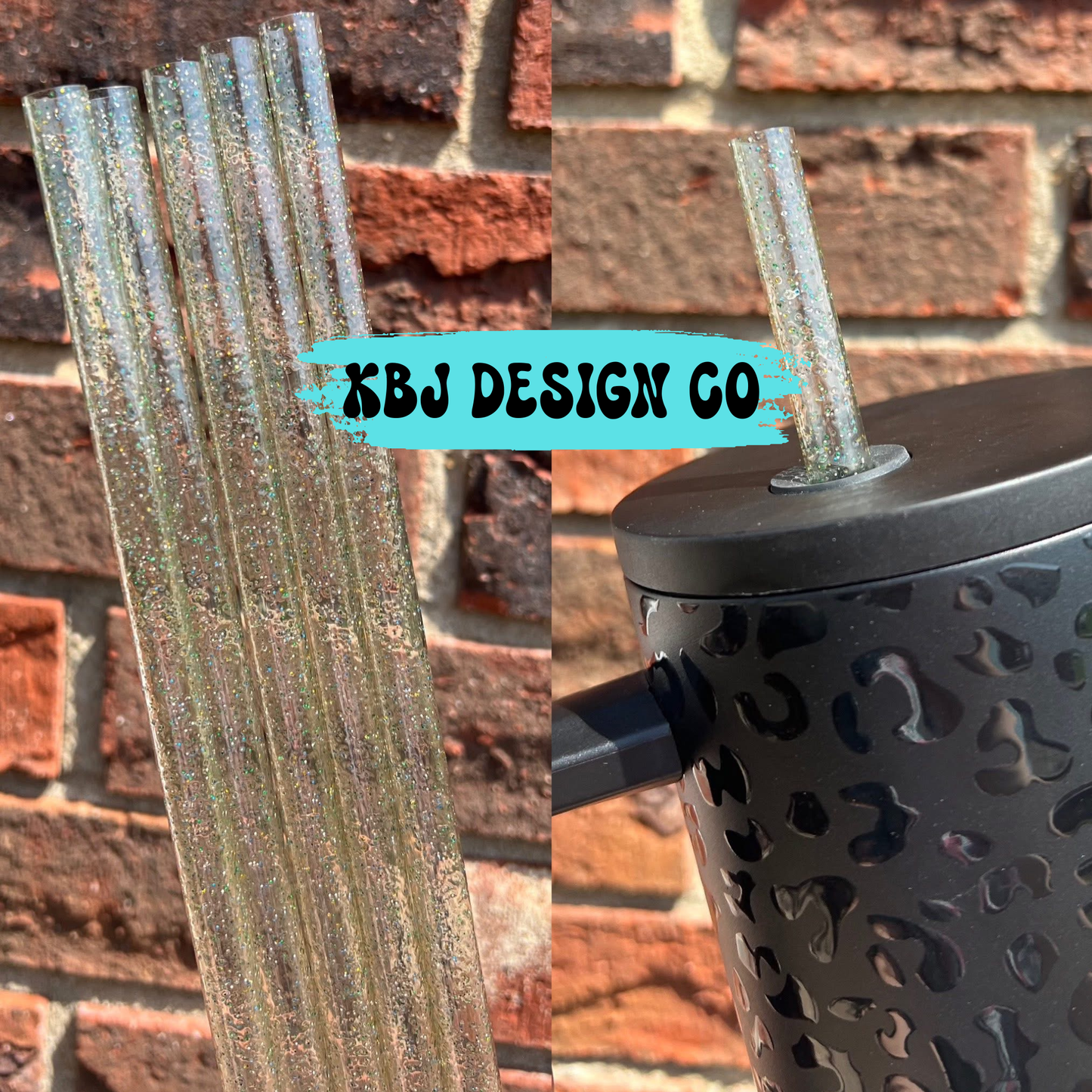 Clear Glitter 40oz Straw