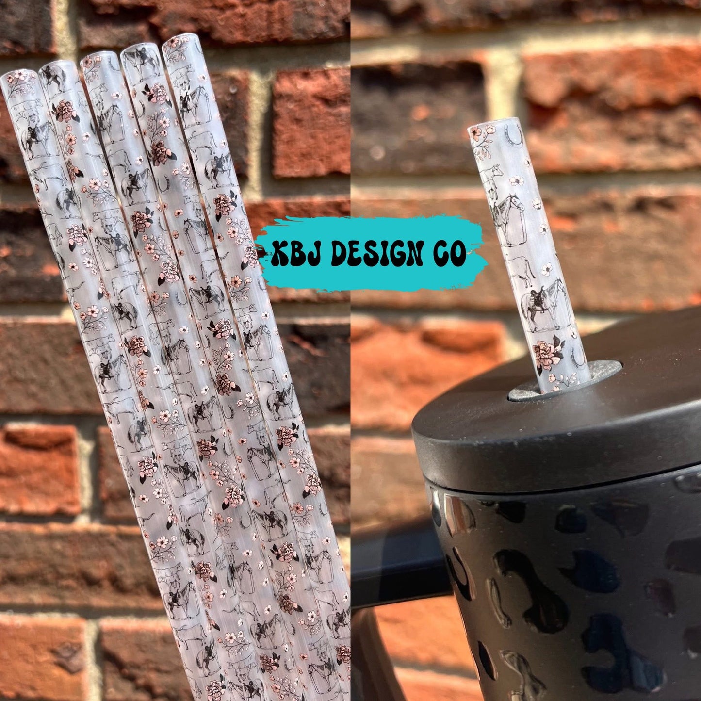 Western Floral 40oz Straw