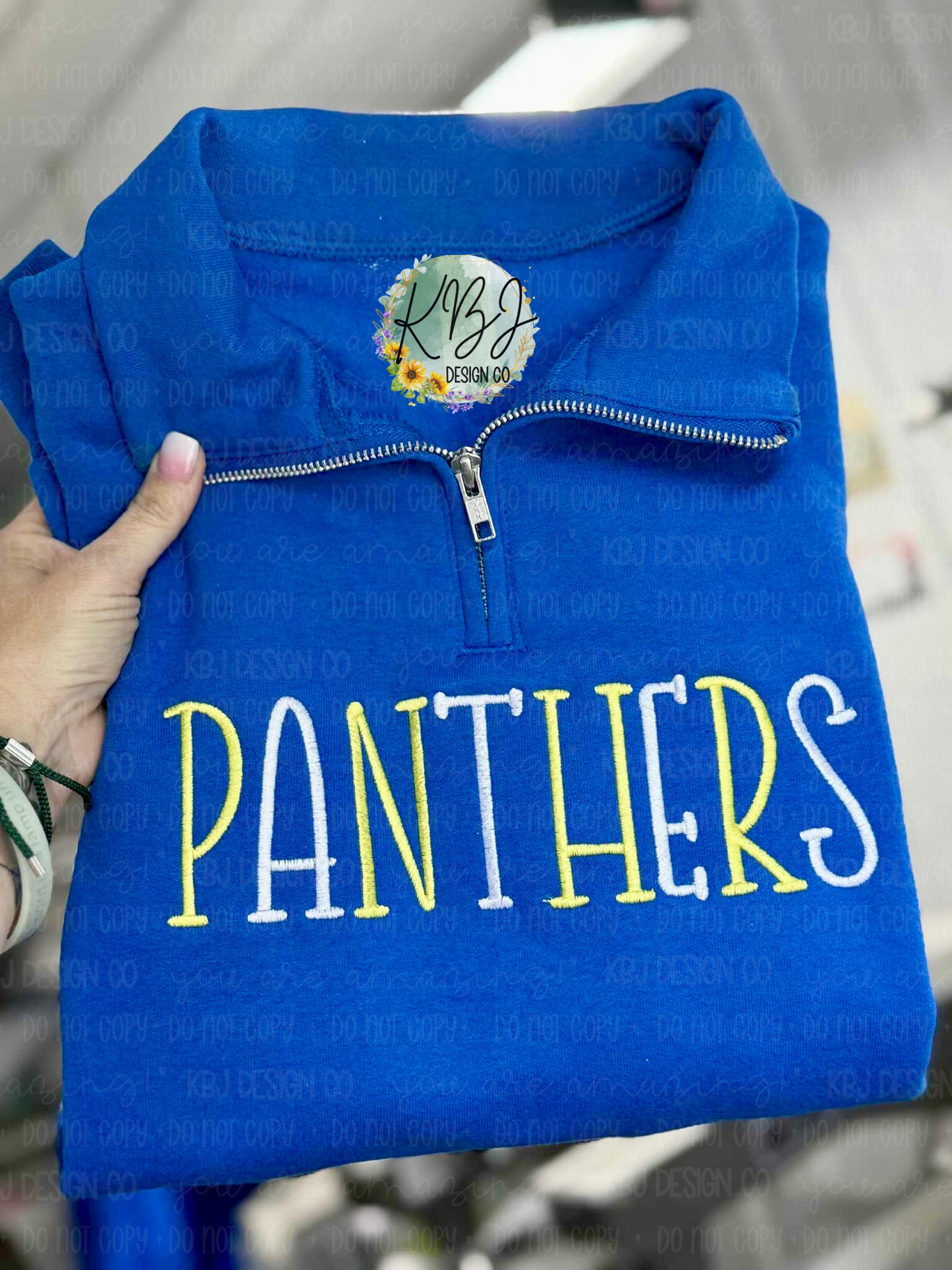 Embroidered 3/4 Zip Pullover