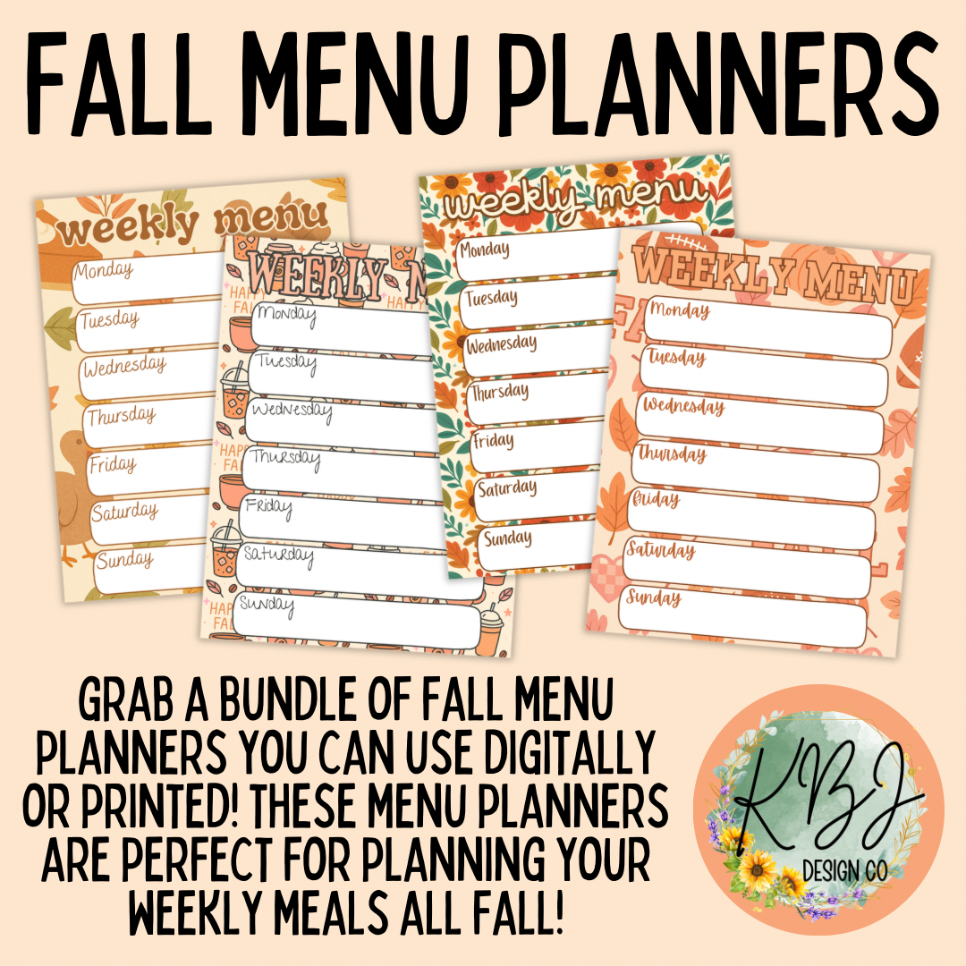 Fall Menu Planners (Digital Download)