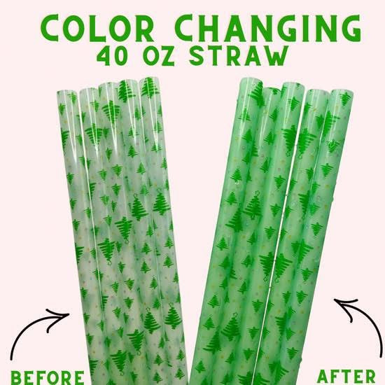 Christmas Tree Color Changing 40oz Straw