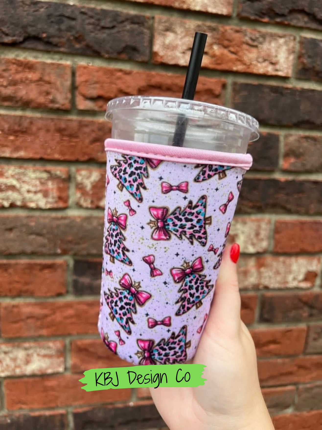 Pink Christmas Trees Cold Cup Sleeve