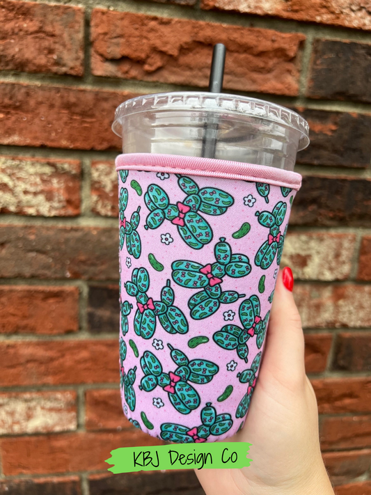Pickle Balloon Dog Cold Cup Sleeve