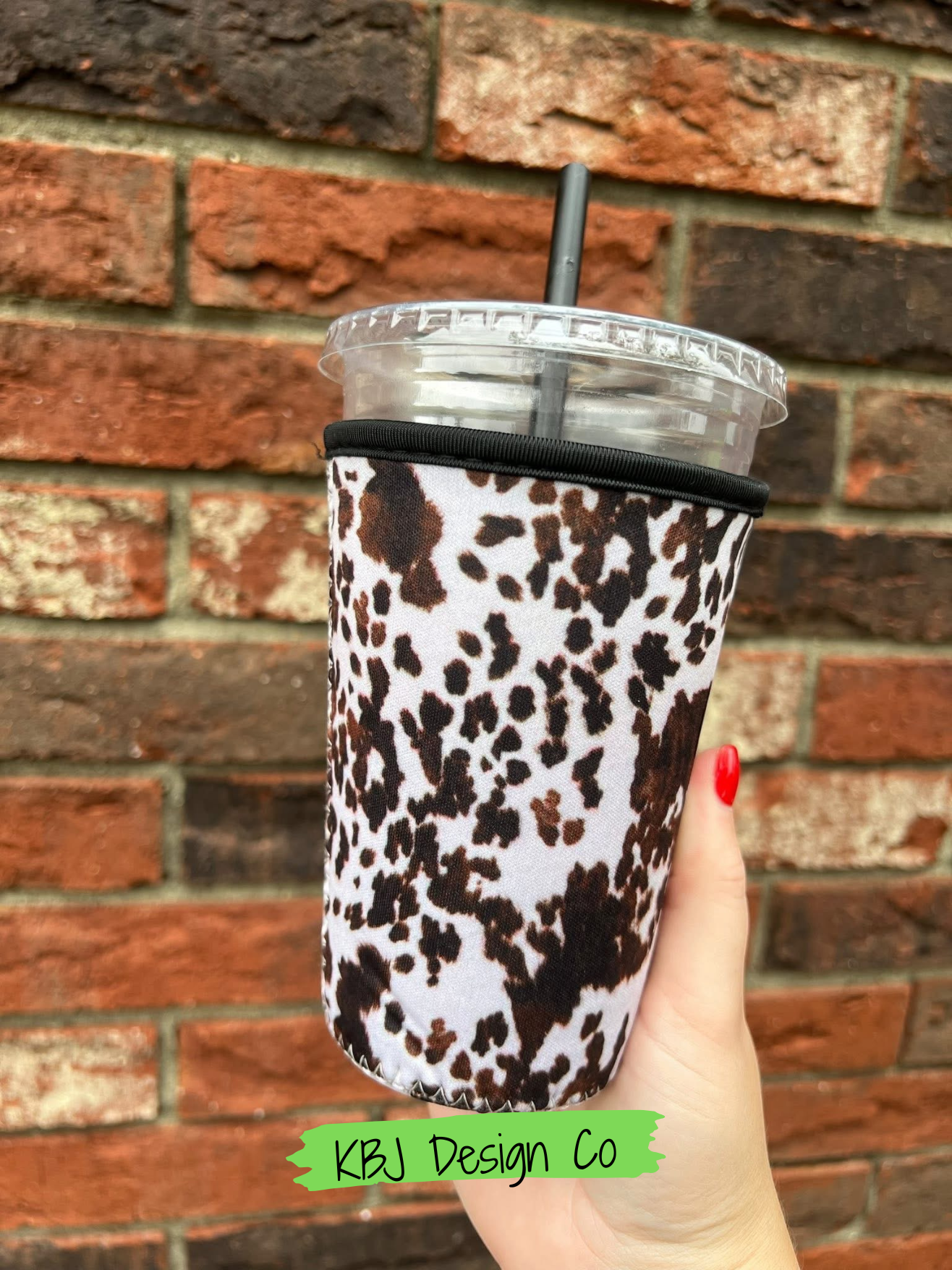 Brown Cow Hide Cold Cup Sleeve