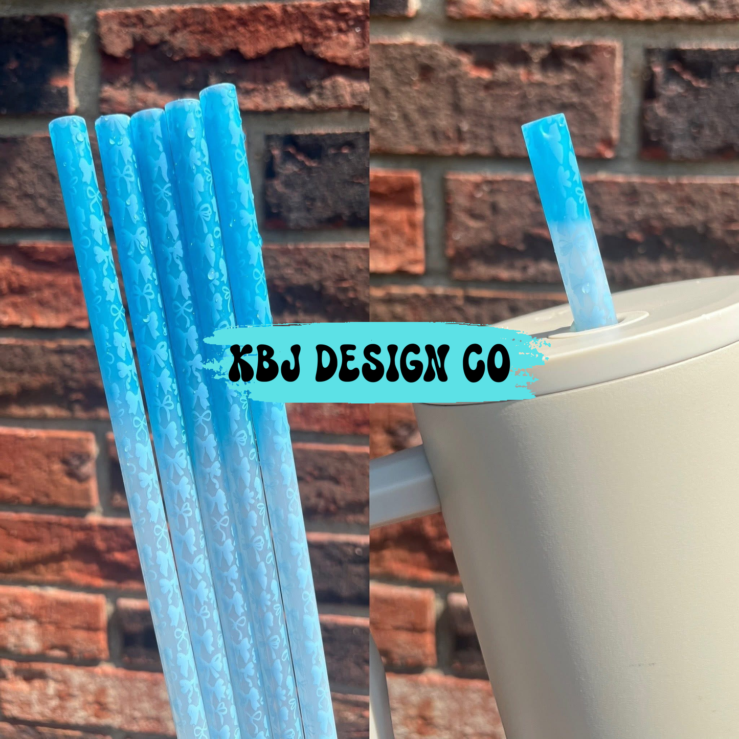 Blue Bows Color Changing 40oz Straw