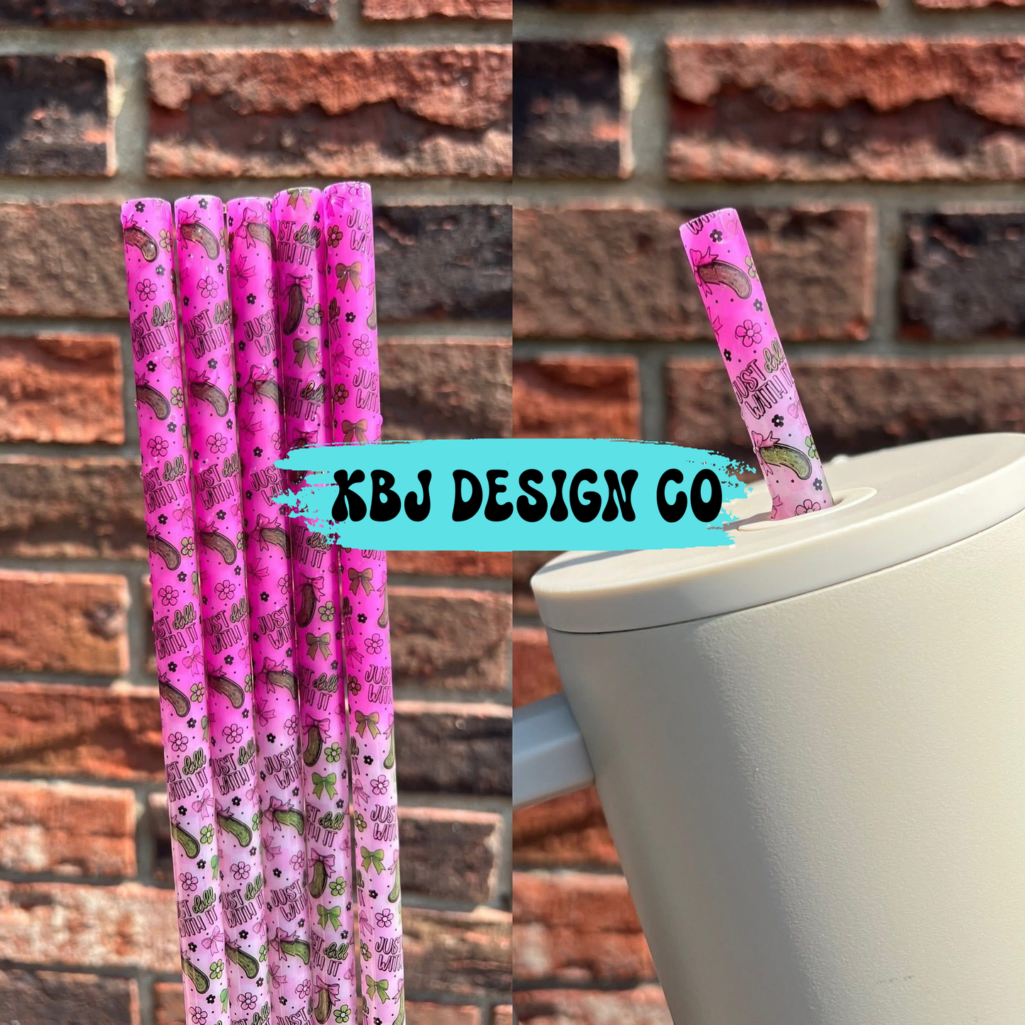 Pickles Color Changing Pink 40oz Straw