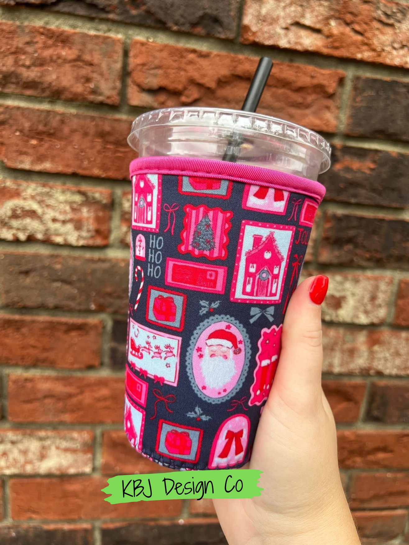 Pink Christmas Cold Cup Sleeve