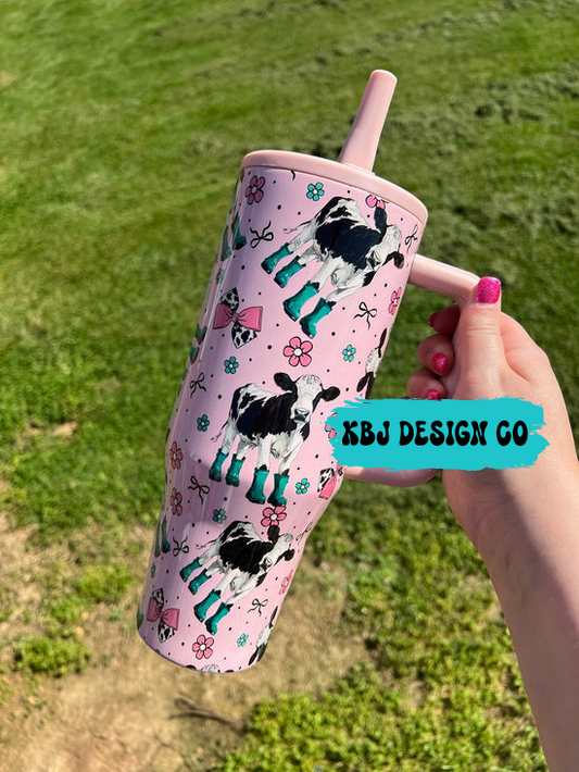 Pink Cow Rainboots & Bows