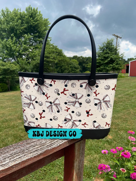 Baseball Bows -  Large EVA Beach Tote