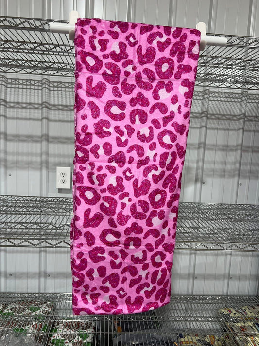 Pink Leopard Faux Glitter Blanket