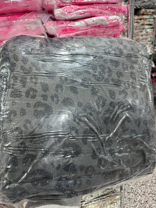 Black Leopard Faux Glitter 10X10 Mega-Oversized Blanket