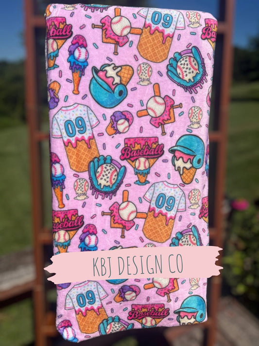 Pink Baseball Drip Blanket