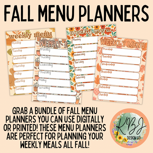 Fall Menu Planners (Digital Download)