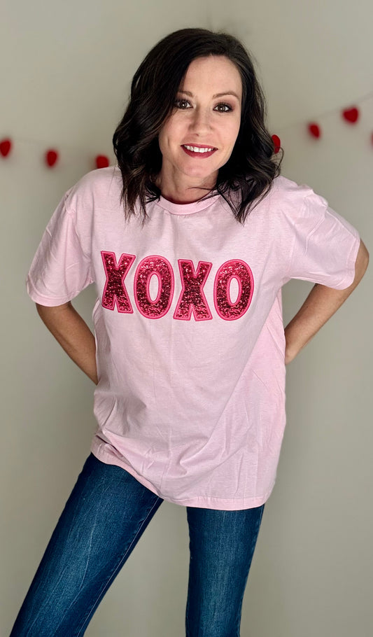 XOXO Faux Sequin Tee