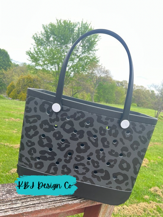 Large EVA Beach Tote - Black Leopard